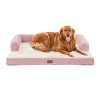 Casa Paw Orthopedic Dog Beds for Extra Large Dogs, Waterproof, XL Memory Foam Dog Beds with Comfortable Bolster, Removable Washable Cover and Non-Slip Bottom, Extra Large, Pink