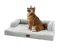 Casa Paw Orthopedic Dog Beds for Large Dogs, Waterproof Dog Beds, Memory Foam, Comfortable Bolster, Pet Bed with Removable Washable Cover, Non-Slip Bottom, Large
