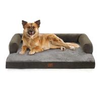 Casa Paw Orthopedic Dog Beds Waterproof Large Foam Comfortable Bolster Pet Bed with Removable Washable Cover Non-Slip Bottom Large Dark Green