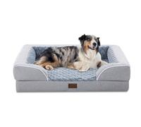 Casa Paw Orthopedic Dog Beds, Waterproof Memory Foam Large Sized Dog Beds with Sides, Non-Slip Bottom and Egg-Crate Foam Big Dogs Beds with Removable Washable Cover(Large,Light Grey)