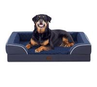 Casa Paw XL Memory Foam Dog Bed with Bolster, Cooling Dog Bed for Extra Large Dogs, Jumbo Dog Bed, Orthopedic Dog Couch Bed with Removable Washable Cover and Non-Slip