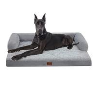 Casa Paw XXL Dog Bed with Bolster, Orthopedic Dog Beds for Extra Large Dogs, Waterproof, XL Size with Removable Washable Cover, Non-Slip Bottom(XXL, Grey)