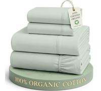 Casa Platino 100% Organic Cotton Cloud Blue Full-Sheets Set, 4-Piece Pure Organic Cotton Long Staple Percale Weave Ultra Soft Best Bedding Sheets for Bed, Breathable, Fits Mattress Upto 15" Deep