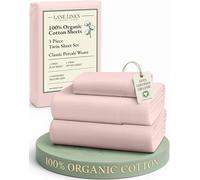 Casa Platino 100% Organic Cotton Sepia Rose Twin-Sheets Set, 3-Piece Pure Organic Cotton Long Staple Percale Weave Ultra Soft Best Bedding Sheets for Bed, Breathable, Fits Mattress Upto 15" Deep