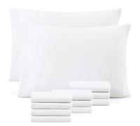 Casa Platino 12 Pack Pillow Cases - Standard Size 50x75 cm - Pre-Washed 100% Brushed Microfiber with Envelope Closure - Wrinkle Resistant and Soft - White