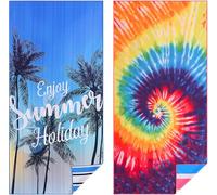 Casa Platino 2-Pack Oversized Microfiber Beach Towels - Extra Large 71"x32" Lightweight, Sand-Free, Quick-Dry - Travel, Swim, Pool, Yoga, Camping Towels for Adults & Kids - Beach Essentials - Lucifer