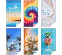 Casa Platino 6-Pack Microfiber Beach Towels - Extra Large 71"x32", Quick-Dry, Sand-Free & Lightweight - Soft, Double-Sided Swim, Pool & Travel Towels for Men, Women, Kids & Beach Essentials - Marsa