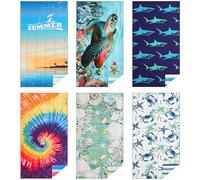 Casa Platino 6-Pack Oversized Beach Towels - 71"x32" Lightweight, Sand-Free Microfiber - Quick-Dry, Double-Sided Printed Towels for Pool, Swim, Travel, Camping & Beach Essentials - Lucky Bay
