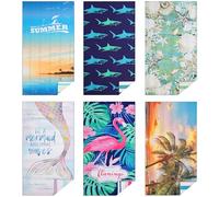 Casa Platino Beach Towels 6-Pack Extra Large - 32"x71" Sand-Free, Quick-Dry & Lightweight - Double-Sided Printed Pool, Swim & Travel Towels for Adults, Kids, Camping & Beach Essentials - Henley