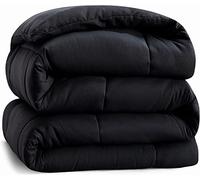 Casa Platino Double Duvet 10.5 Tog - Coverless Duvet with Corner Tabs, Box Stitched Quilt Microfibre Comforter, All Seasons, 200 x 200 cm - Black