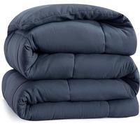 Casa Platino Double Duvet 10.5 Tog - Coverless Duvet with Corner Tabs, Box Stitched Quilt Microfibre Comforter, All Seasons, 200 x 200 cm - Navy