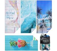 Casa Platino Extra Large Beach Towels 4-Pack - 71"x32" Sand-Free, Quick-Dry Microfiber - Lightweight & Double-Sided Swim, Pool, Travel & Beach Essentials Towels for Men, Women & Kids - Byron Bay
