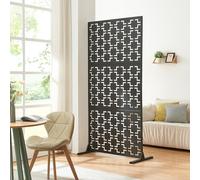 casa.pro Aaskis Indoor Divider Room Divider for Living Room Office Metal 200 x 100 x 50 cm Room Divider Geometric Pattern Freestanding Black
