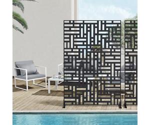 casa.pro partition wall Bernalda room divider 180 x 120 cm balcony screen outdoor indoor room divider terrace garden steel screen free-standing black
