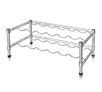 casa pura® 12 Bottle Wine Rack | 2 Tiers Perfect for Helping Wine Mature | Modern Stainless Steel Wine Cabinet | Easy to Assemble & Free Standing | 62 x 25 x 30cm