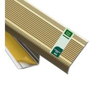 casa pura Aluminium Angle Stair Profile L-Shape Stair Profile, No Drilling, Angle Profile, Anodised Step Edge Profile, 1 Piece, 3 x 2 cm, Integral (Gold, 90 cm)