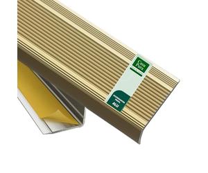 casa pura Aluminium stair profile L-shape angle profile, gold, anodised step edge profile for parquet and laminate, 1 piece, 100 x 3 x 2 cm, self-adhesive, integral