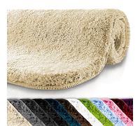 casa pura Bath Mat - Cream Beige | Sky Uni | Luxurious Bathroom Rug with Soft Pile | Non-Slip | Machine Washable | 95cm Round - Different Sizes