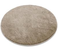 casa pura Bath Mat Round 120 cm Beige Fluffy Bathroom Rug Shaggy Bath Mat Non-Slip Washable Shower Mat Rug Doormat for Bathroom and Shower
