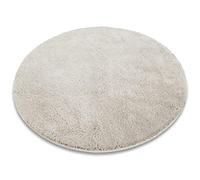 casa pura Bath Mat Round 120 cm Ivory Fluffy Bathroom Rug Shaggy Bath Mat Non-Slip Washable Shower Mat Rug Doormat for Bathroom and Shower