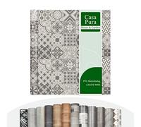 casa pura CV Cusion Vinyl Flooring | PVC Decking Roll, Non-Slip Laminate Floor Covering (Foamed) Lagos 909D Elegant Tile Effect Textured Surface Flooring (200 x 550 cm)