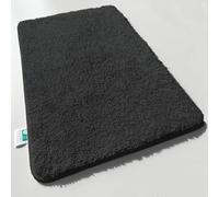 casa pura Deep Pile Soft Bath Mat, High Pile Fluffy Bathroom Rug (Black, 70 x 120 cm) Non-slip Machine Washable Bathroom Floor Mat Rug, Large Shaggy Bath Mat Carpet Rug Runner