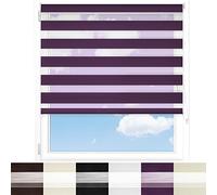 casa pura Dual Function Roller Blind | Adjustable Window Curtains | Daylight Translucent, Night Time Blackout Violett - 120x150cm | Various Sizes & Colours