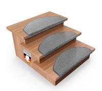 casa pura Dynasty Velour Stair Mat, Semicircular or Square, Available in 7 Colours (Silver Grey, Stair Mat, Semicircular Pack of 15)