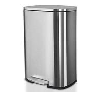 Casa Pura Fingerprint Free Pedal Bin with Soft Close Mechanism Odour-Proof Closure Stainless Steel Removable Plastic Inner Bucket 2 Sizes, Stainless Steel, Edelstahl, 30 liters