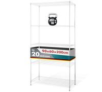 casa pura Metal Storage Shelf Rocky White, Decorative Heavy Duty Boltless Shelving for Bathroom, Kitchen, Office and Living Room, Adjustable Shelves, 5 Tier - 90 (W) x 60 (D) x 200 (H) cm