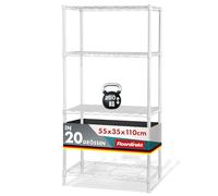 casa pura Metal Storage Shelf Rocky White, Decorative Heavy Duty Boltless Shelving for Bathroom, Kitchen, Office and Living Room, Adjustable Shelves, 4 Tier - 55 (W) x 35 (D) x 110 (H) cm