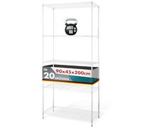 casa pura Metal Storage Shelf Rocky White, Decorative Heavy Duty Boltless Shelving for Bathroom, Kitchen, Office and Living Room, Adjustable Shelves, 5 Tier - 90 (W) x 45 (D) x 200 (H) cm