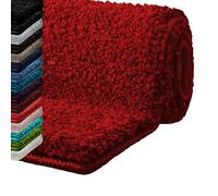 casa pura Non-Slip Bath Mat SKY Soft, Modern, Shaggy Bathroom Rug with Dense Absorbent Pile High Thickness Quick Drying, Machine Washable (Red, 50 x 80 cm)