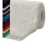 casa pura Non-Slip Bath Mat SKY Soft, Modern, Shaggy Bathroom Rug with Dense Absorbent Pile High Thickness Quick Drying, Machine Washable (Ivory, Round 95 cm)