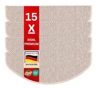 casa pura Stair Mats Inside, Pack of 15, Round, Self-Adhesive, Sisal Look, Stair Treads Mats, Beige, 65 x 23.5 cm, Calcuta