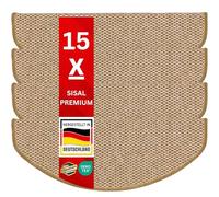 casa pura Stair Mats Inside, Pack of 15, Round, Self-Adhesive, Sisal Look, Stair Treads Mats, Natural, 65 x 23.5 cm, Calcuta