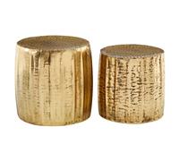 casa round set of 2 stools in antique brass
