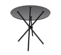 casa smoked glass top dining table with black legs