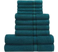 Casabella 10 Piece Luxury Soft Towel Bale Set Face Hand Bath Bathroom Towels (10 Pieces, Jade Green)