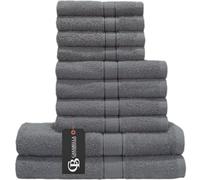 Casabella 10 Piece Luxury Soft Towel Bale Set Face Hand Bath Bathroom Towels_Silver_10 Pieces