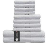 Casabella 10 Piece Luxury Soft Towel Bale Set Face Hand Bath Bathroom Towels_White_10 Pieces