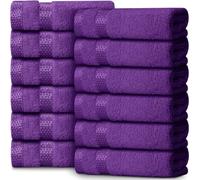 Casabella 100% Cotton-face 12 Pack Quick Dry Flannel Soft face Towels, 30x30 cm - Purple