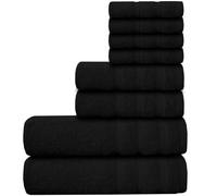 Casabella 100% Egyptian Cotton Towel Bale - 8 Pieces - 550 Gsm Xlarge Sizes_Black_8 Pieces Set