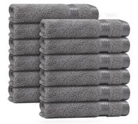 Casabella 12 Pack Flannel Face Cloth - 100% Cotton Face Towels Soft & Absorbent Super Quality Washcloths 30x30CM, Fingertip Towels for Makeup Removal & Cleansing - Silver Face Cloth