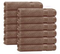 Casabella 12 Pack Flannel Face Cloth - 100% Cotton Face Towels Soft & Absorbent Super Quality Washcloths 30x30CM, Fingertip Towels for Makeup Removal & Cleansing - Beige Face Cloth