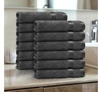 Casabella 12 Pack Flannel Face Cloth - 100% Cotton Face Towels Soft & Absorbent Super Quality Washcloths 30x30CM, Fingertip Towels for Makeup Removal & Cleansing - Grey Face Cloth