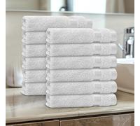 Casabella 12 Pack Flannel Face Cloth - 100% Cotton Face Towels Soft & Absorbent Super Quality Washcloths 30x30CM, Fingertip Towels for Makeup Removal & Cleansing - White Face Cloth