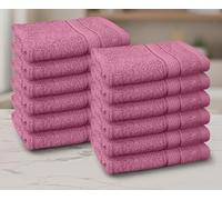 Casabella 12 Pack Flannel Face Cloth - 100% Cotton Face Towels Soft & Absorbent Super Quality Washcloths 30x30CM, Fingertip Towels for Makeup Removal & Cleansing - Pink Face Cloth