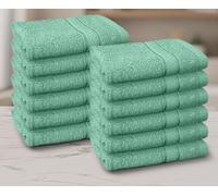 Casabella 12 Pack Flannel Face Cloth - 100% Cotton Face Towels Soft & Absorbent Super Quality Washcloths 30x30CM, Fingertip Towels for Makeup Removal & Cleansing - Seafoam Face Cloth