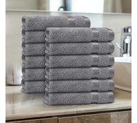 Casabella 12 Pack Flannel Face Cloth - 100% Cotton Face Towels Soft & Absorbent Super Quality Washcloths 30x30CM, Fingertip Towels for Makeup Removal & Cleansing - Silver Face Cloth